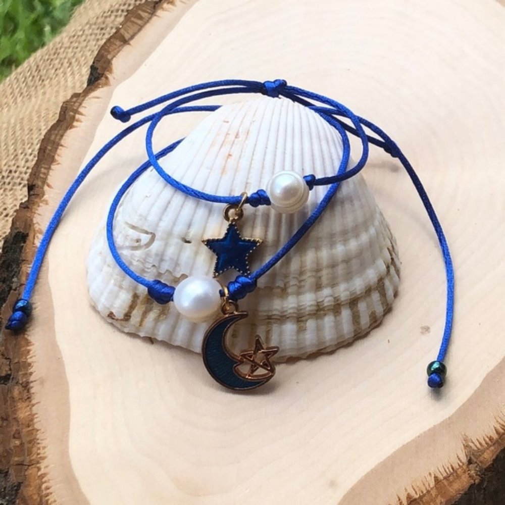 Moon & Star Pearl mommy & Me bracelet set